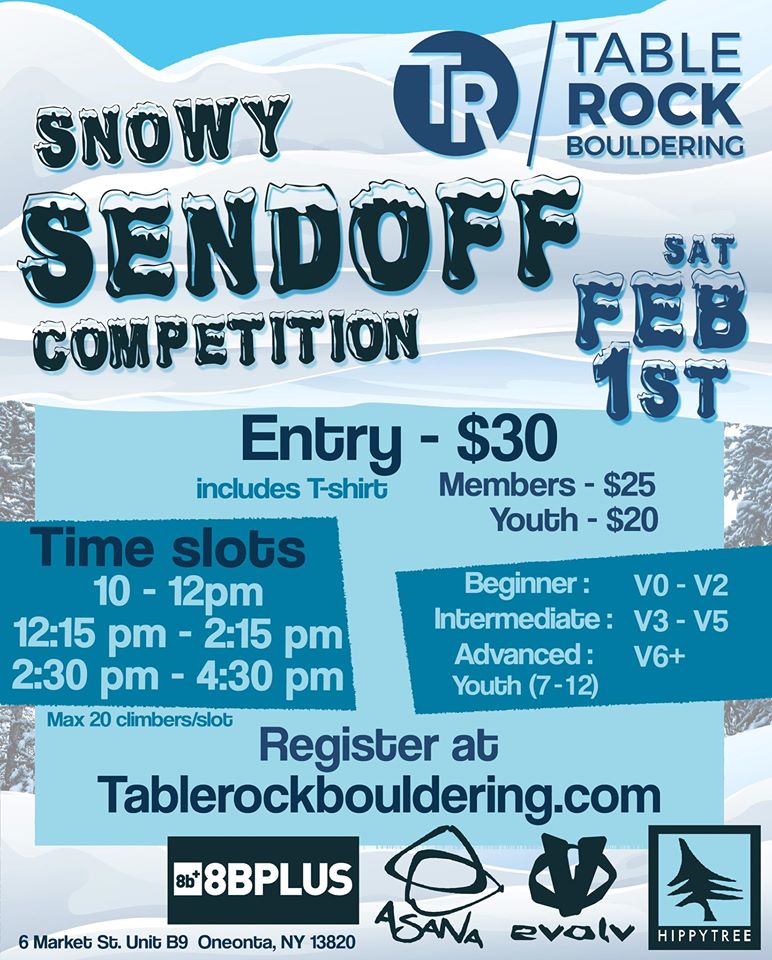 Snowy Sendoff Competition at Table Rock Bouldering